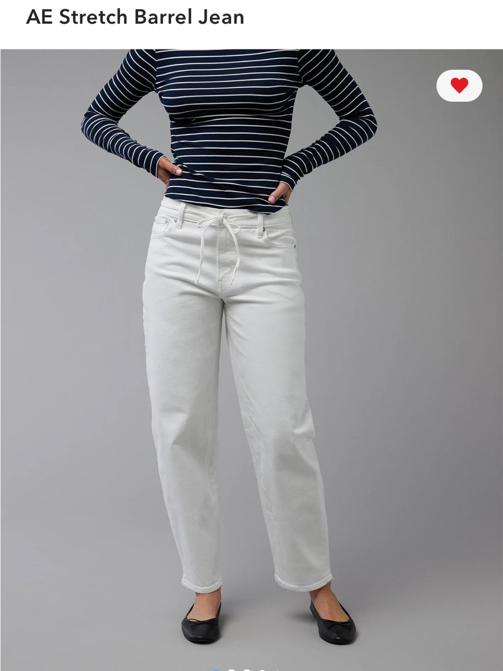 American Eagle Outfitters White Stretch Barrel Boyfriend Jeans